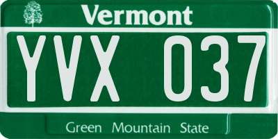 VT license plate YVX037