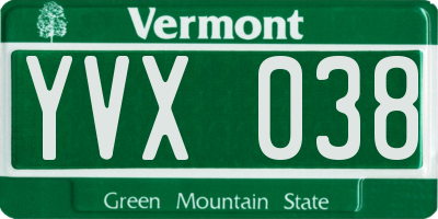 VT license plate YVX038