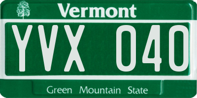 VT license plate YVX040
