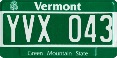 VT license plate YVX043