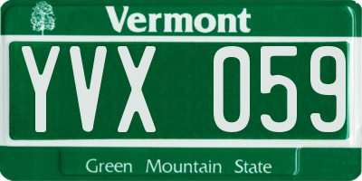 VT license plate YVX059