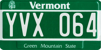 VT license plate YVX064