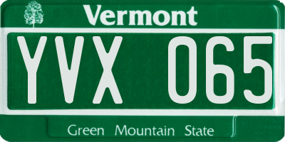 VT license plate YVX065