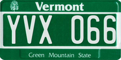 VT license plate YVX066