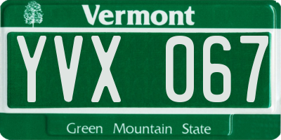 VT license plate YVX067