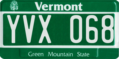 VT license plate YVX068