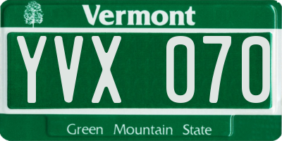 VT license plate YVX070