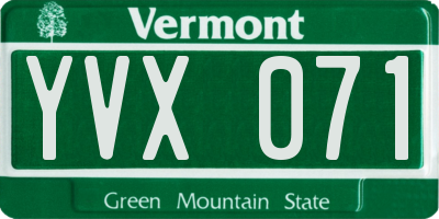 VT license plate YVX071