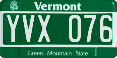 VT license plate YVX076