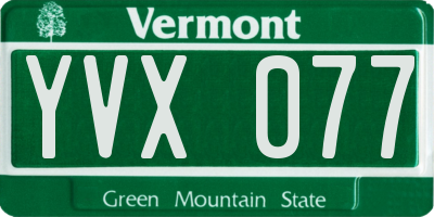 VT license plate YVX077