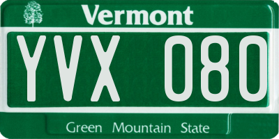 VT license plate YVX080