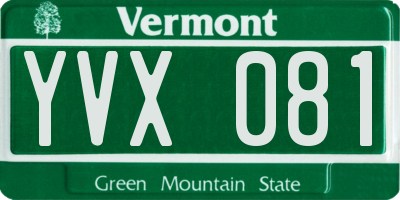 VT license plate YVX081