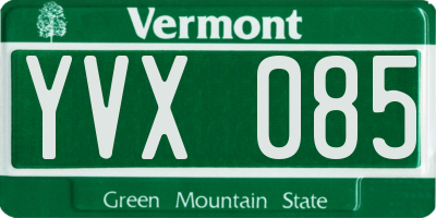 VT license plate YVX085