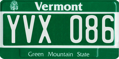 VT license plate YVX086
