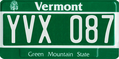 VT license plate YVX087