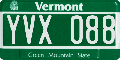 VT license plate YVX088