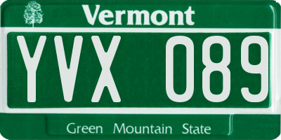 VT license plate YVX089