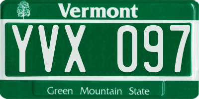 VT license plate YVX097