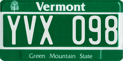 VT license plate YVX098