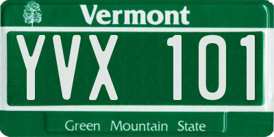 VT license plate YVX101
