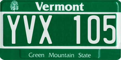 VT license plate YVX105