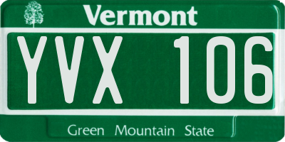 VT license plate YVX106