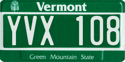 VT license plate YVX108