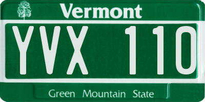 VT license plate YVX110