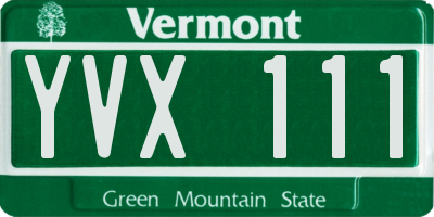 VT license plate YVX111