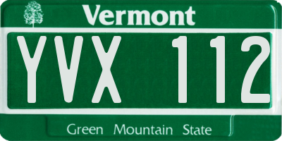 VT license plate YVX112