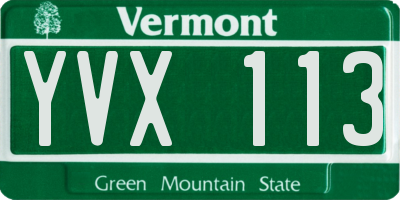 VT license plate YVX113