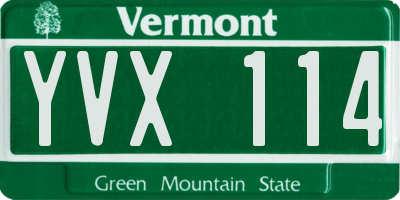 VT license plate YVX114