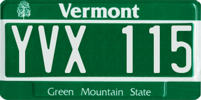 VT license plate YVX115