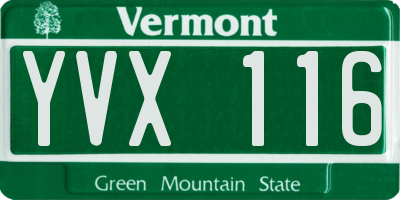 VT license plate YVX116