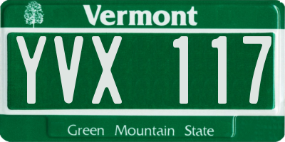 VT license plate YVX117