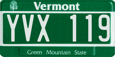 VT license plate YVX119