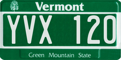 VT license plate YVX120