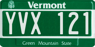 VT license plate YVX121