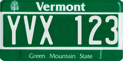 VT license plate YVX123
