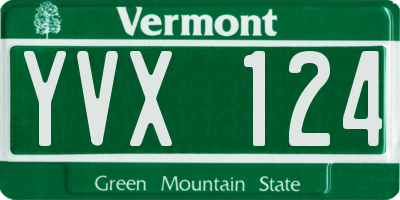 VT license plate YVX124