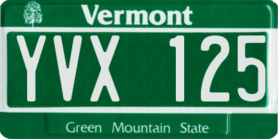 VT license plate YVX125