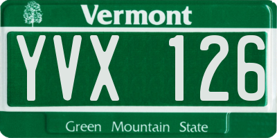 VT license plate YVX126