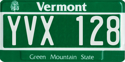 VT license plate YVX128
