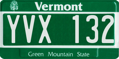 VT license plate YVX132