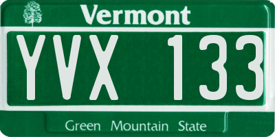 VT license plate YVX133