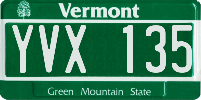 VT license plate YVX135