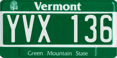VT license plate YVX136