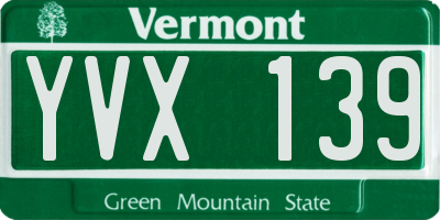 VT license plate YVX139