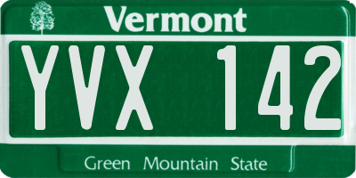 VT license plate YVX142