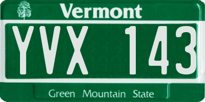 VT license plate YVX143